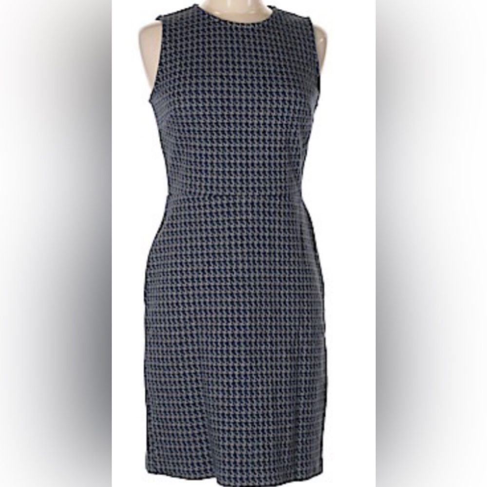 Banana Republic factory houndstooth navy blue knee length dress size 10p